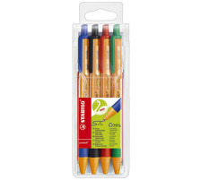 STABILO Stylo  bille pointball 0.5mm bleu,vert,rouge,noir, 6030/4