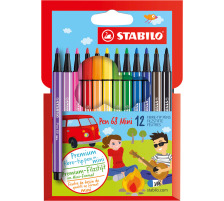 STABILO Fasermaler Pen 68 12 Farben, Etui, 668/12