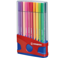 STABILO Stylo fibre Pen 68 20 pcs., Color box rouge/bleu, 6820-04