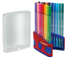 STABILO Stylo fibre Pen 68 20 pcs., Color box rouge/bleu, 6820-04