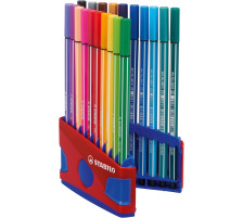 STABILO Stylo fibre Pen 68 20 pcs., Color box rouge/bleu, 6820-04