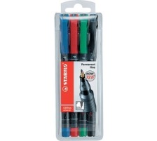 STABILO OHP Faserschreiber 0.7mm 4 Farben ass. rot, blau, grn, schwarz, 842/4 SA