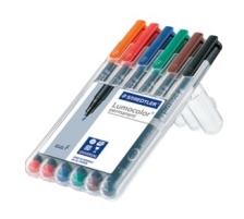 STAEDTLER Lumocolor permanent S 6 couleurs assorties, 313-WP6