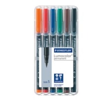 STAEDTLER Lumocolor permanent S 6 couleurs assorties, 313-WP6