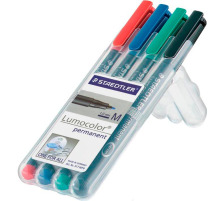 STAEDTLER Lumocolor permanent M 4 couleurs ass., 317 WP4