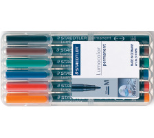 STAEDTLER Lumocolor permanent M 6 couleurs assorties, 317-WP6