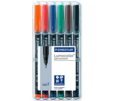 STAEDTLER Lumocolor permanent F 6 couleurs assorties, 318-WP6
