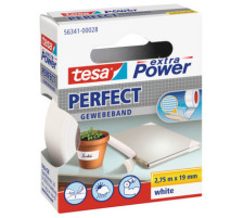 TESA Extra Power Perfect 19mmx2.75m blanc, ruban textile, 563410002