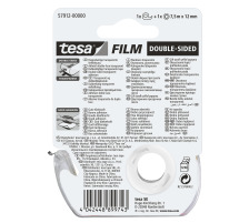 TESA Ruban adhs.tesafilm 12mmx7.5m transp.,double-f., sur droul., 579120000