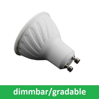 Lampe LED GU10, 3 watt (correspond  env. 25 watt), blanc chaud, gradable