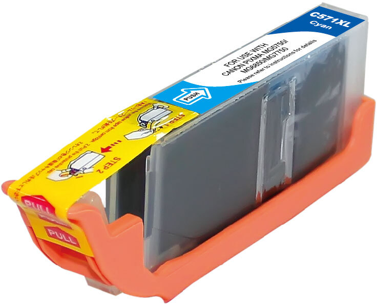 Tintenpatrone XL cyan, 12.2 ml. NEW! MIT CHIP, kompatibel zu Canon CLI-571CXL