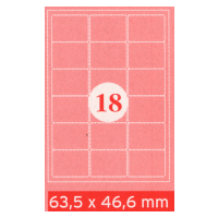 Etiquettes adhsives, A4, 63.5 x 46.6 mm, 1800 pcs.