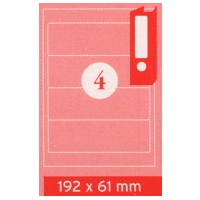 Etiquettes adhsives, A4, 192 x 61 mm, 400 pcs. Pour dossier d`archive