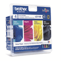 Cartouches d`encre originales Brother LC-1100V noir, cyan, magenta et jaune, 450/325 pages