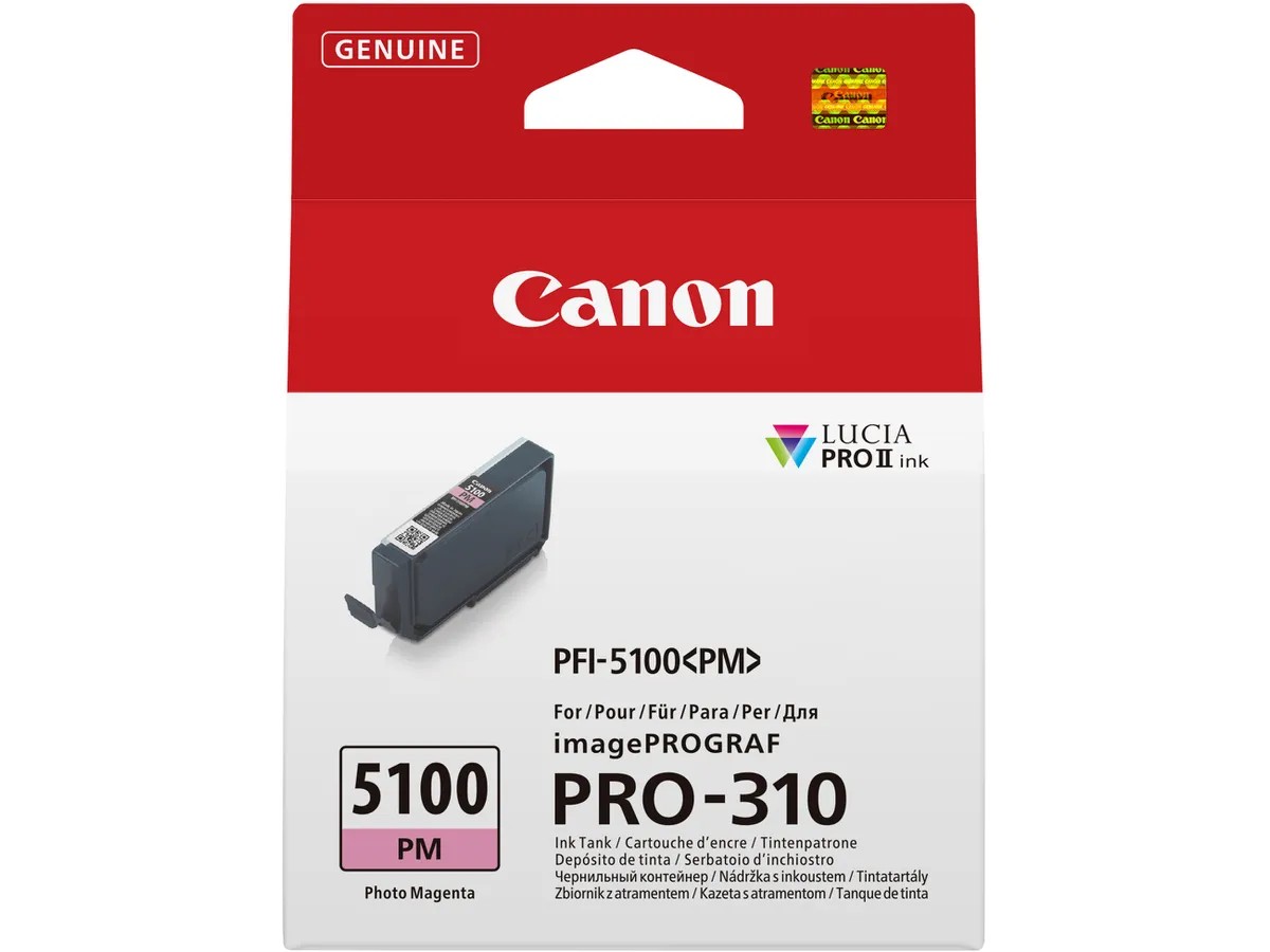Cartouche dencre photo magenta Canon PFI-5100PM 14 ml pour imagePROGRAF PRO-310
