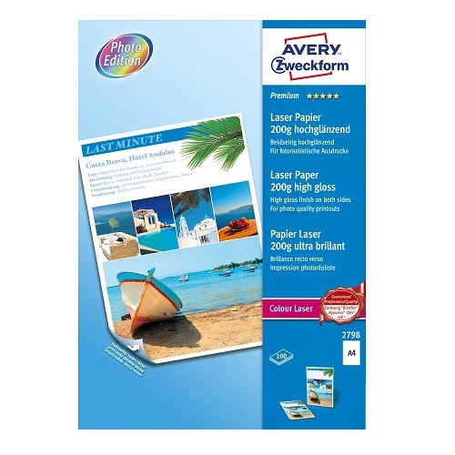 Avery Zweckform papier photo laser A4, 200g, blanc 100 feuilles