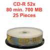 XEO CD-R vierges, 52 x Speed, 80 Min. 700 MB, 25 Stk.